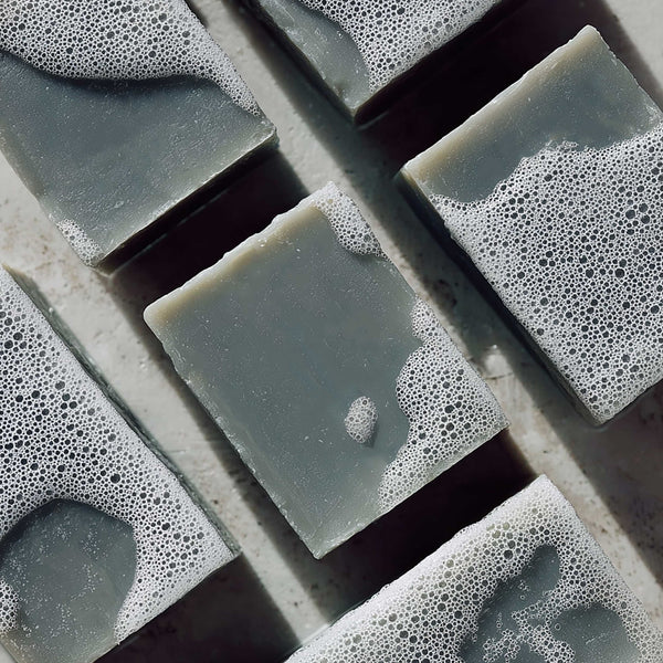 Organic shaving soap bar with French green clay.