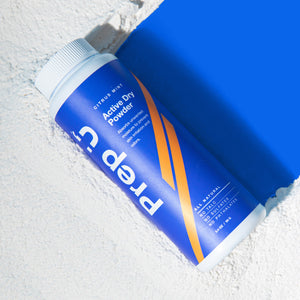 Prep U Powder Sliding in a pile of powder revealing a blue background