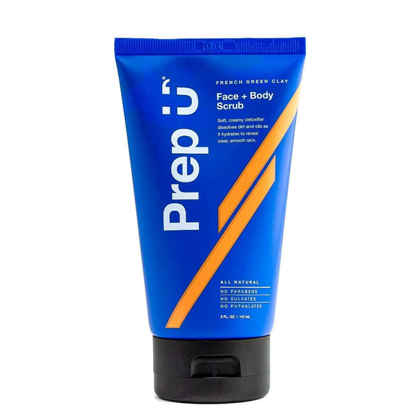 Prep U Hydrating French Green Clay Face + Body Scrub, all-natural exfoliating formula for smooth, glowing skin.