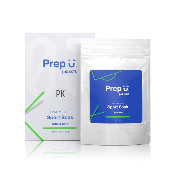 Soothing Citrus Mint Epsom Salt Sport Soak from Prep U, perfect for restful recovery after workouts.