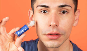 Teen applying Prep U blemish treatment for clear skin, promoting natural acne care and effective blemish control.