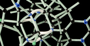 3D model of nanoparticles showcasing their intricate structure and connectivity in personal care products.