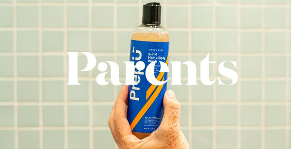 Prep U 2-in-1 Hair + Body Wash featured in Parents magazine, perfect for teen boys' shower routine.
