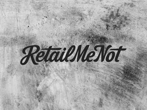 RetailMeNot logo on a textured background for back to school essentials.