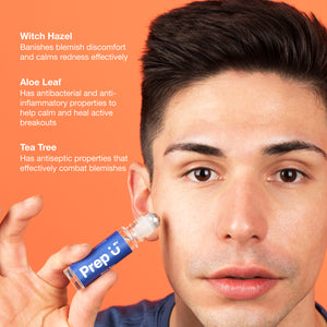 Prep U Blem Pen with natural ingredients for acne, featuring Witch Hazel, Aloe Leaf, and Tea Tree for clear skin.