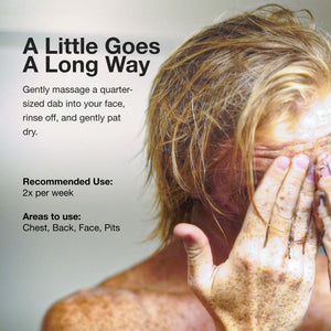 Person applying exfoliating charcoal scrub to face, showcasing skincare technique and recommended use.