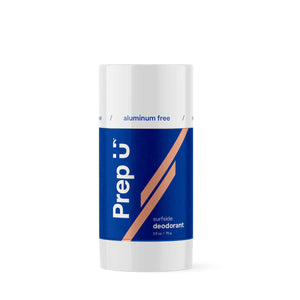Natural aluminum free deodorant from Surfside, featuring a blue and white design for active lifestyles.