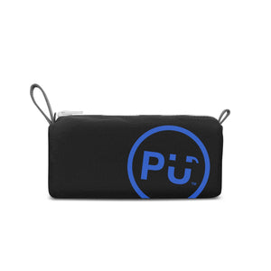 Prep U Canvas Waterproof Dopp Bag in black with blue logo, perfect for travel and eco-conscious grooming essentials.