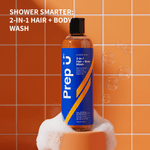 Prep U Solstice Body Wash in the shower — creamy microbiome-friendly lather, best body wash for 13 year old boys