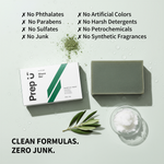 Prep U Alpine Shave Bar close-up — handcrafted natural shaving bar with fir essential oil and French Green Clay
