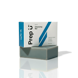 Prep U Cleansing bar with packaging on a white background