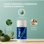 Prep U deodorant stick with natural ingredients on a light green background