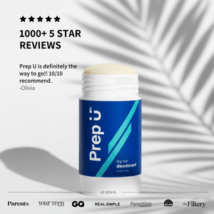 Prep U deodorant stick with positive reviews on a light background