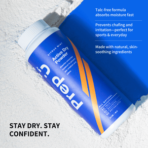 Prep U Active Dry Powder on a light gray background with benefits