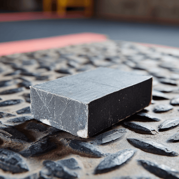 A sleek black soap bar resting on a textured stone surface, perfect for natural skincare routines.