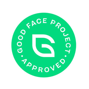 Good Face Project approved logo in green, symbolizing skin-friendly product credibility.