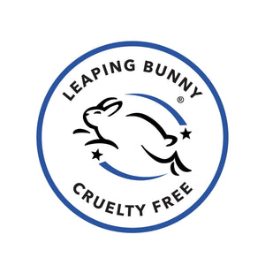 Leaping Bunny logo symbolizing cruelty-free products with a jumping rabbit illustration.